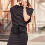 Black dress with a tie 9978