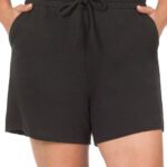 Plus French Terry Drawstring Waist Shorts