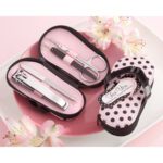 Pink Polka Flip Flop Four Piece Pedicure Set with Matching "Thank you"