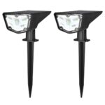 2 Pcs Solar Landscape Spotlights IP67 Waterproof Solar Powered Lights