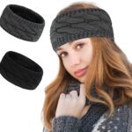 2 Pcs Winter Ears Warmer Headbands Women Cable Thick Knit Fuzzy Fleece