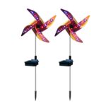 2Pcs Solar Windmill Light 8-Mode Solar Windmill Lamp Garden Decoration