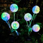 Solar Lights Outdoor Decorative 3 Heads Solar Dandelion Garden Lights