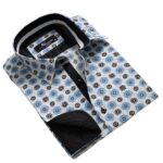 Black and Blue Circles Mens Slim Fit French Cuff Shirts with Cufflink