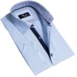 Soft Light Blue Mens Short Sleeve Button up Shirts - Tailored Slim Fit