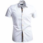 Mens Short Sleeve Button up Shirts - Tailored Slim Fit Cotton Dress