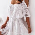 Cold Shoulder Floral Lace Casual Dress