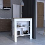 Kitchen Island Dozza, Three Shelves, White / Walnut Finish