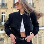 Black Casual Short Bomber Jacket