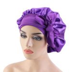 Solid Satin Bonnet with Wide Stretch Ties Long Hair Care Women Night Sleep Hat Adjust Hair Styling Cap Silk Head Wrap Shower Cap