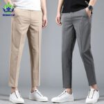 Spring Summer Business Suit Pants Men Thin Formal Slim Fit Classic Office Ankle Length Straight Casual Trousers Brand clothing