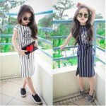 2-10 Years Baby Girls Clothing Set 2022 New Summer Stripes Letters Printed  Cotton Short Sleeve T-shirt/Skirt 2 Pcs Kids Clothin