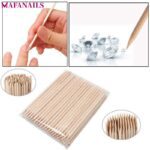 1 Pack 100pcs Orange Wood 2-Way Use Nail Art Cuticle Pusher Remover Pedicure Manicure Sticks Tool TRP09 (11.5cm long)