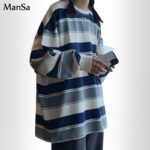 spring autumn Striped hoodies women fashion Long Sleeve Hoodie Sweatshirt Harajuku Jumper cotton Pullovers Casual oversized Coat