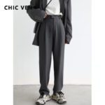 CHIC VEN Simple Casual Women Twill Suit Pants Wide Leg Pants Straight Floor Pants Office Ladies Female Trousers