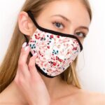 FASHION MASK 101-DF-OFF WHITE-ditsy floral double layer contoured face