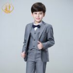 Nimble Spring Autumn Formal Boys Suits for Weddings Children Party Host Costume Wholesale Clothing 3Pcs/Set Blazer Vest Pants