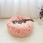 Soft Long Plush Cat Bed House Round Pet Cat Cave