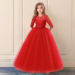 Teens Girls Exquisite Communion Red Tulle Long