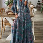 Bohemian Floral Print Long Sleeve Dress