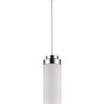 6"W Solar 1-Light Polished Nickel Pendant With Frosted Glass Shade