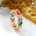 18K Rainbow Swarovski Eternity Band Ring