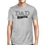 Dad Est 2017 Mens Gray Cotton Tee Unique Fathers