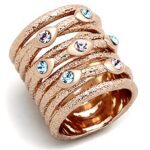 LOA909 - Rose Gold Brass Ring with Top Grade Crystal  in Multi Color