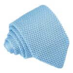 Plain Knitted Slim Tie - Baby Blue