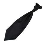 Solid Check Pre-Tied Ruche Cravat - Black